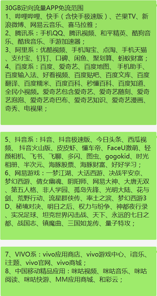 移动星辰卡每月80G流量+50分钟通话，月租29