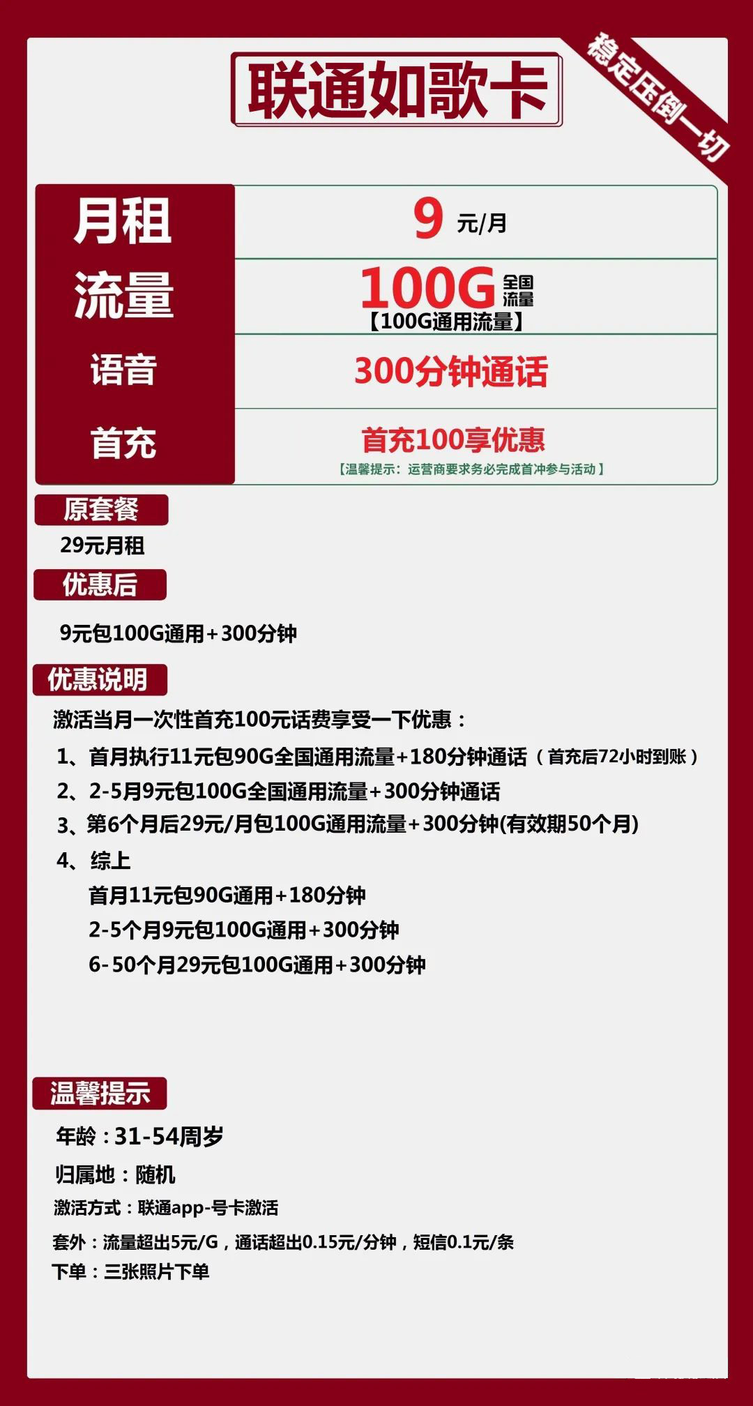 联通如歌卡套餐海报